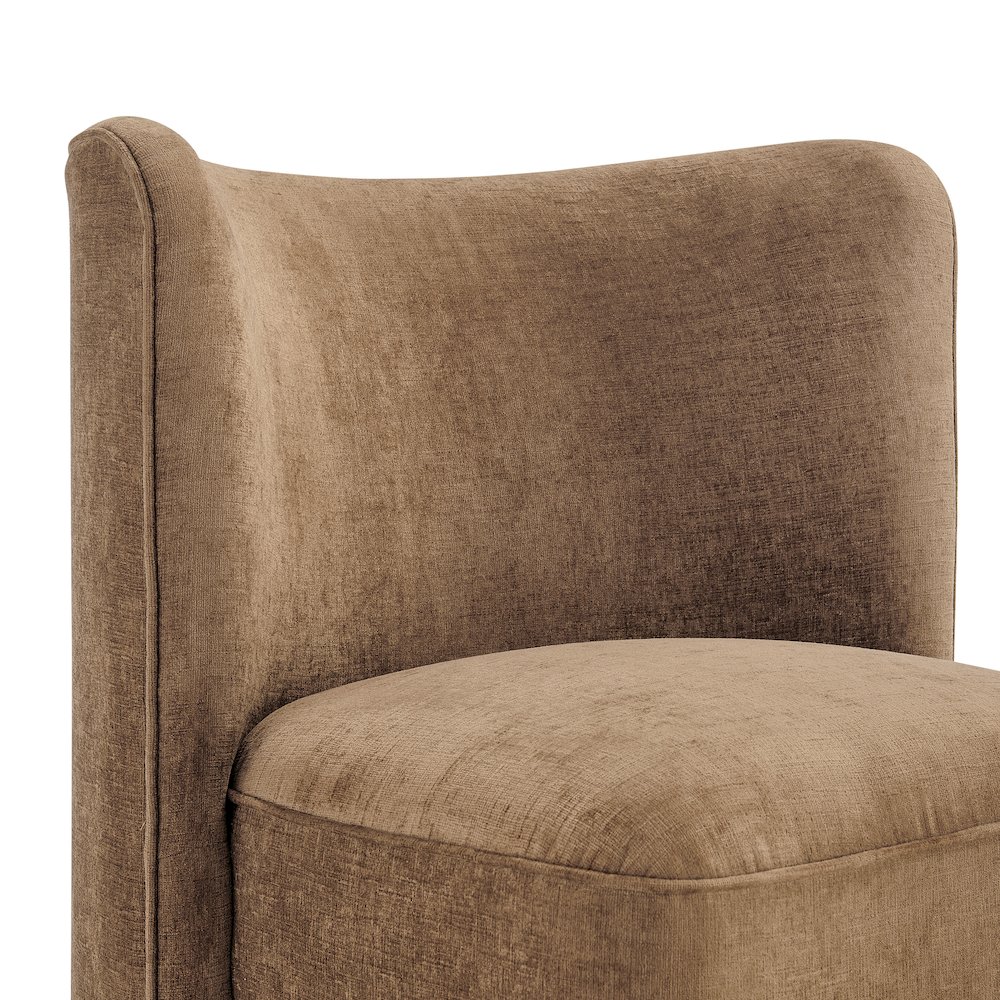 Morraine Dining Side Chair w/ Casters - Millburry Brown Chenille. Picture 8