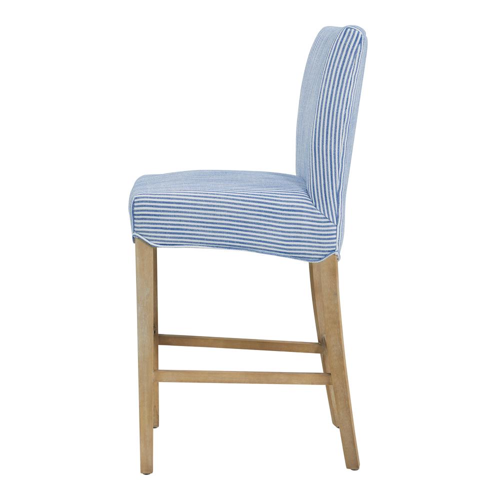Fabric Counter Stool, Blue Stripes. Picture 3