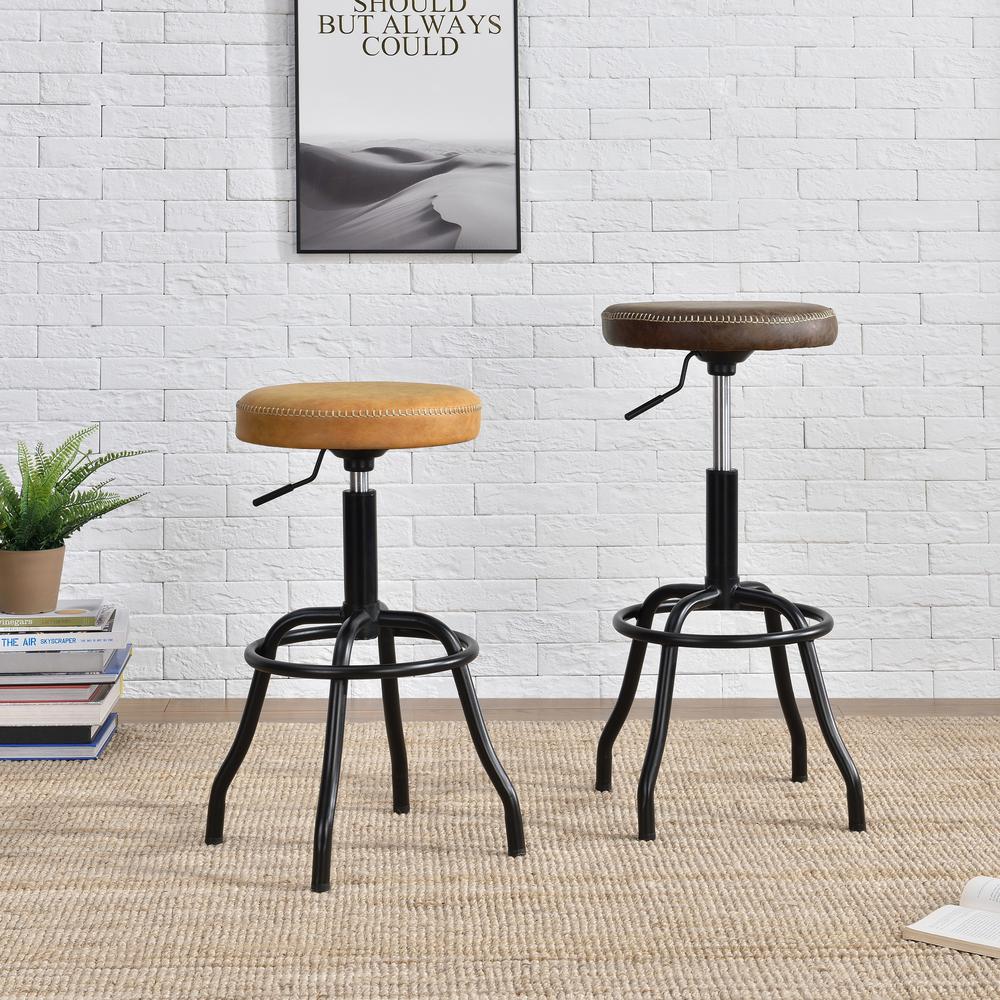 Eaton PU Leather Gaslift Backless Swivel Bar Stool. Picture 5