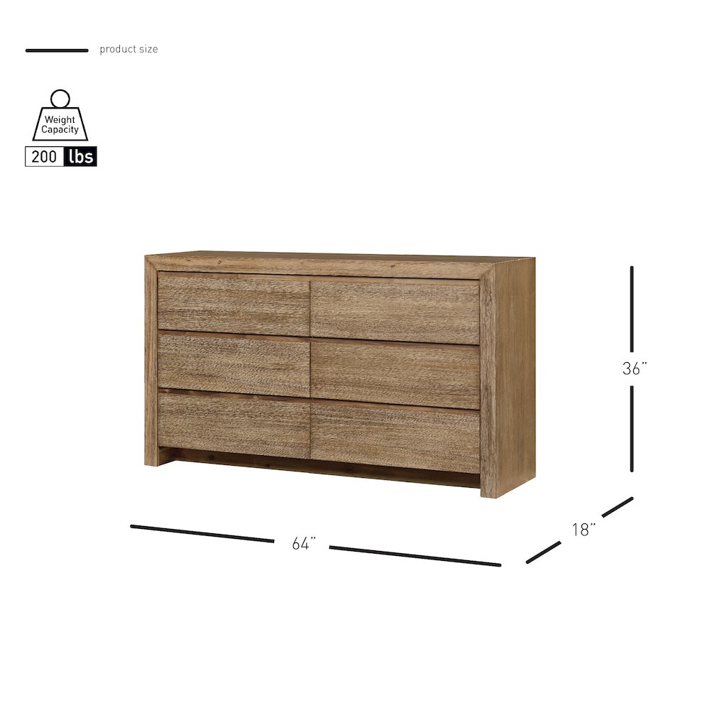 Zerano 6-Drawer Dresser - Brushed Smoke. Picture 14