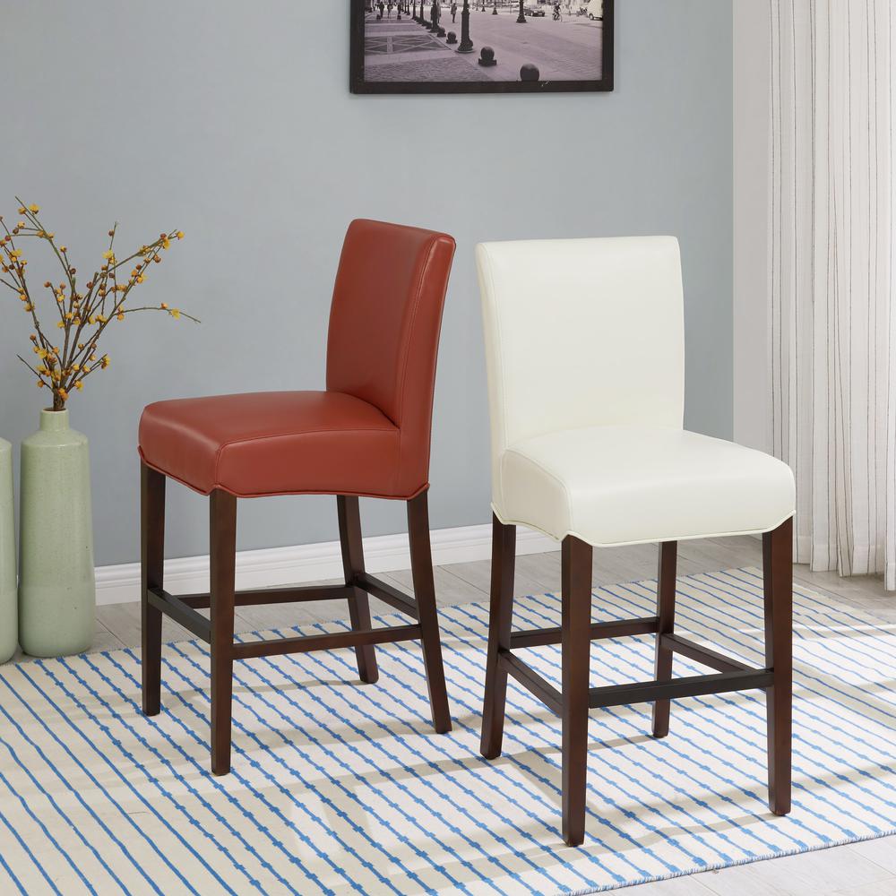 Bonded Leather Counter Stool, White. Picture 8