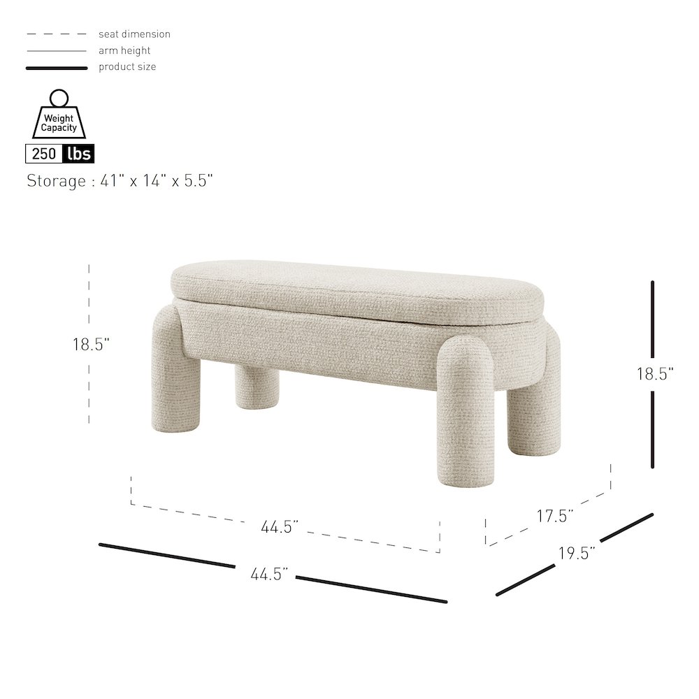 Bowden Bench - Salzburg Beige Chenille. Picture 11