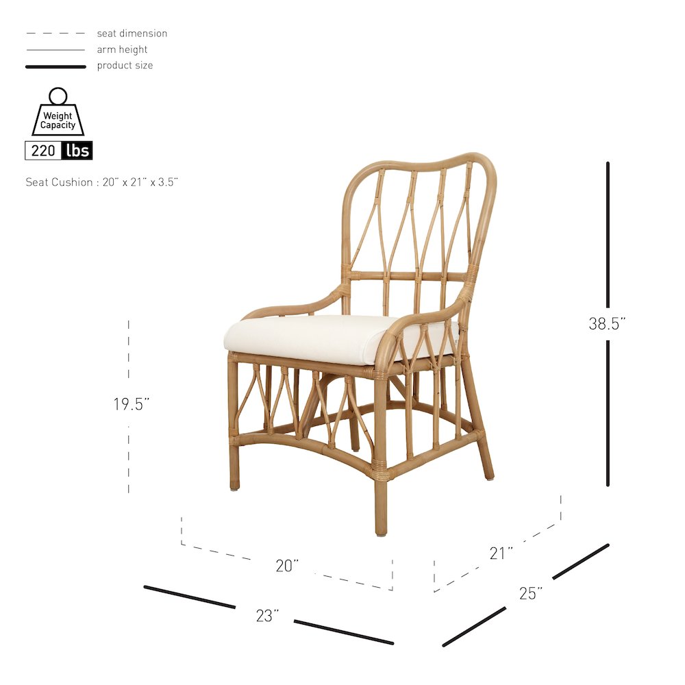Ayanna Rattan Dining Side Chair - Natural Wheat. Picture 12