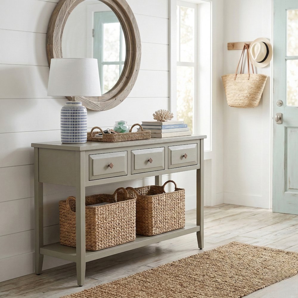 Wexford 3-Drawer Console Table - Sage Green. Picture 12