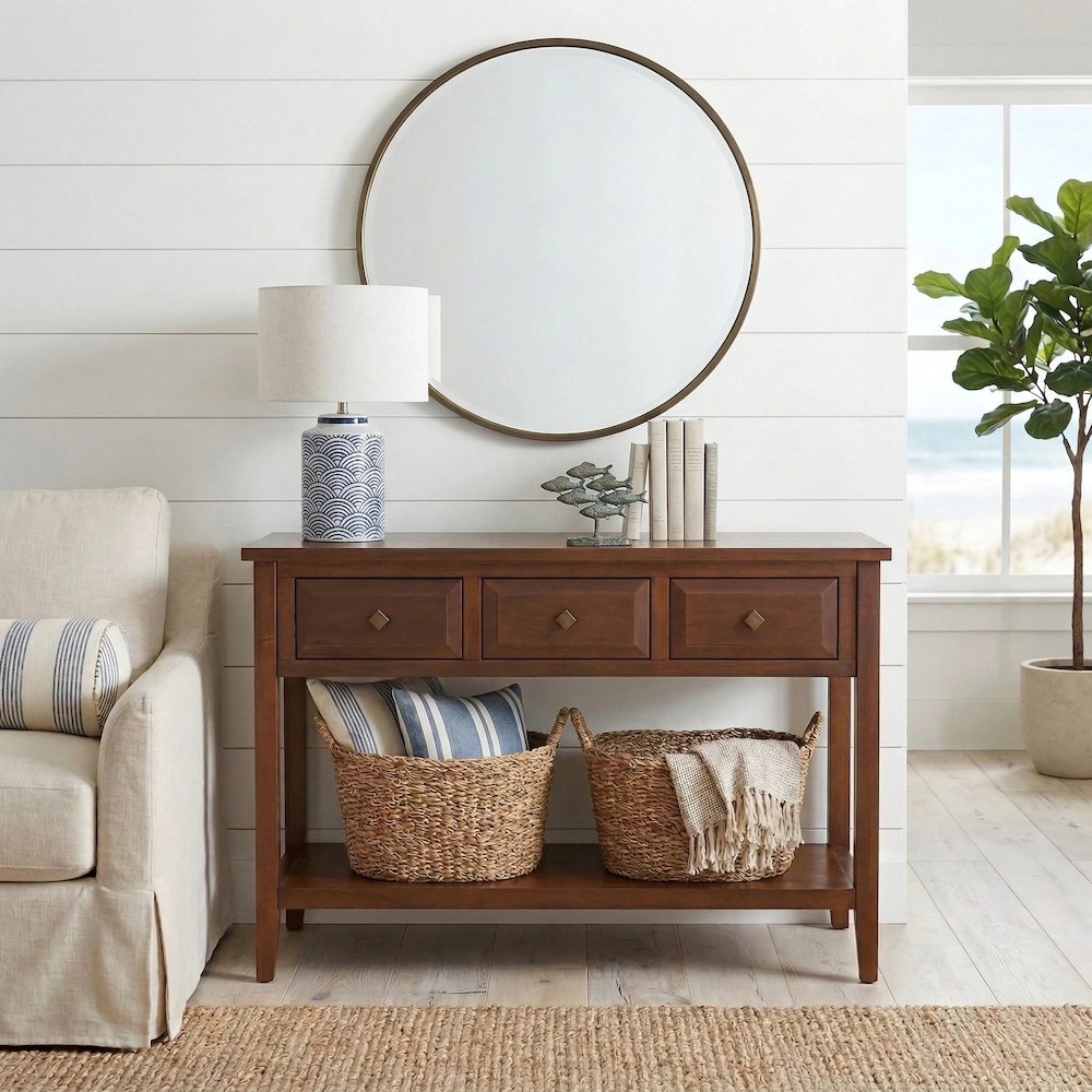 Wexford 3-Drawer Console Table - Walnut. Picture 12