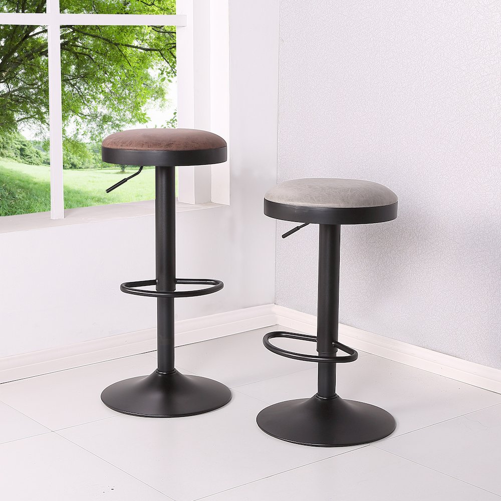 Juno Faux Leather Gaslift Backless Swivel Bar Stool, (Set of 2). Picture 6