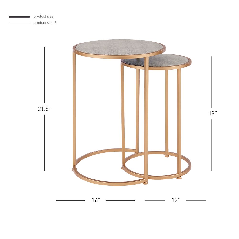 Anza Set of 2 Round Faux Shagreen Nesting End Table. Picture 5