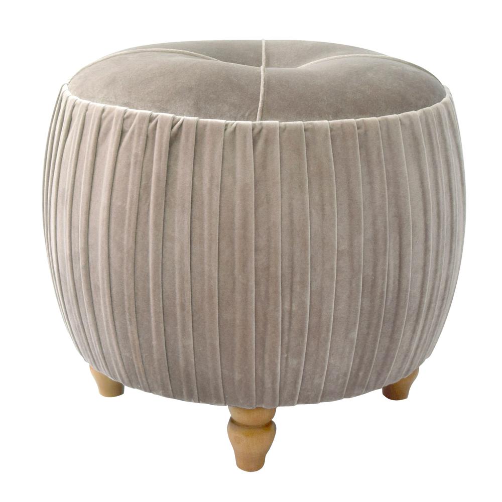 Helena Velvet Small Round Ottoman. Picture 1
