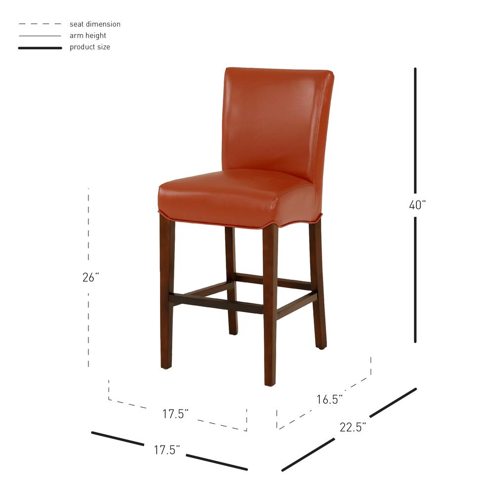 Bonded Leather Counter Stool, Pumpkin. Leg color: Wenge Brown.. Picture 7