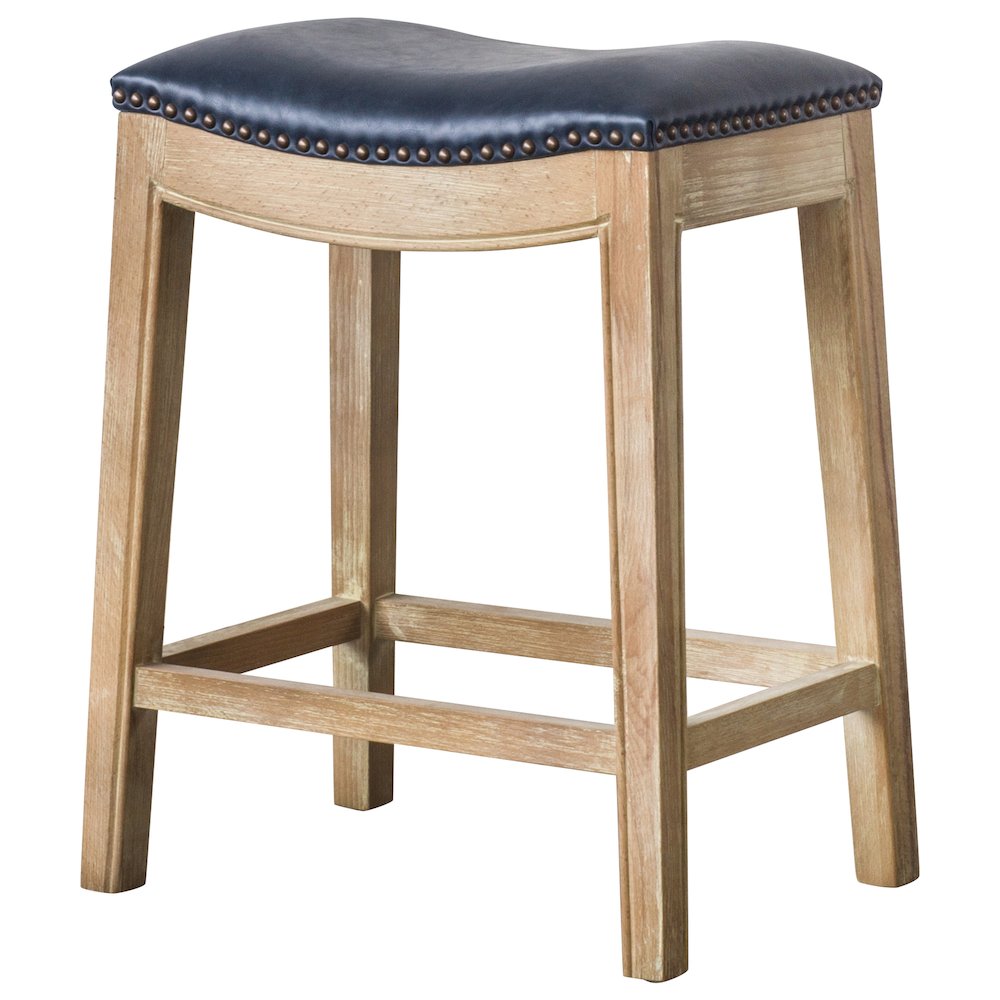Bonded Leather Counter Stool, Vintage Blue. Picture 1