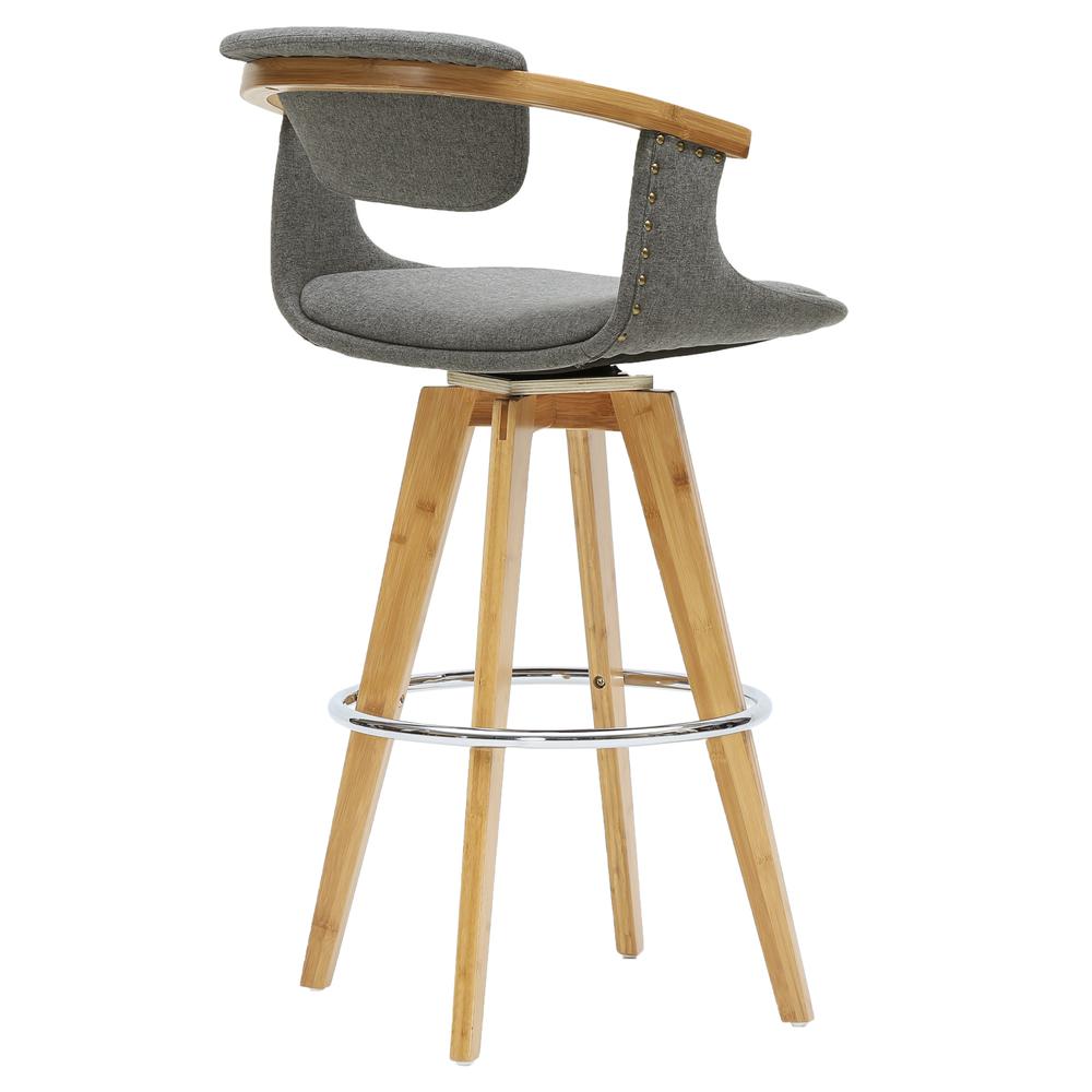 Darwin Fabric Swivel Bamboo Bar Stool. Picture 5