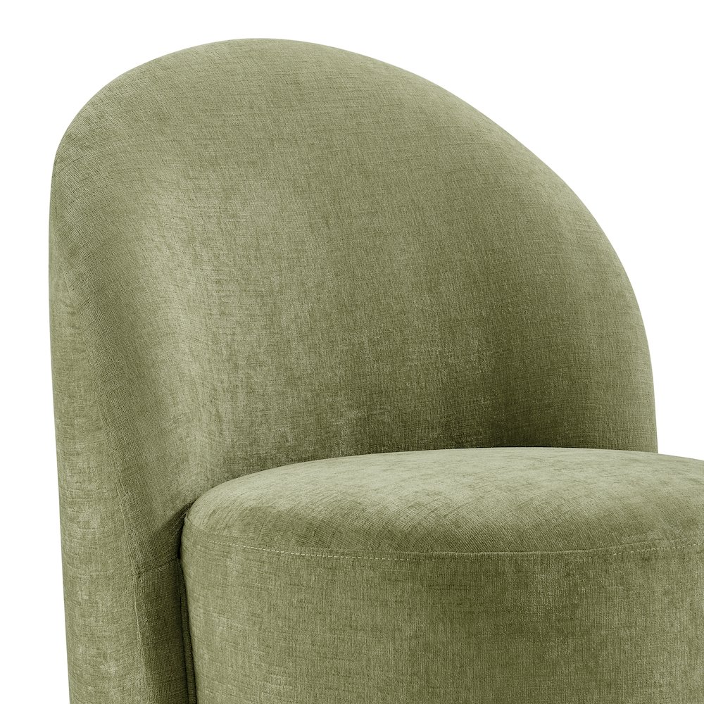 Cabrina Dining Side Chair w/ Casters - Millburry Green Chenille. Picture 8