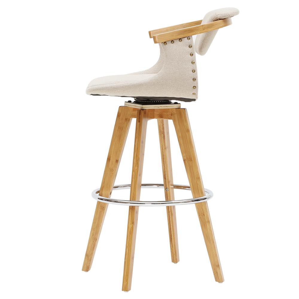 Fabric Bamboo Counter Stool, Stokes Linen, Bamboo. Picture 2