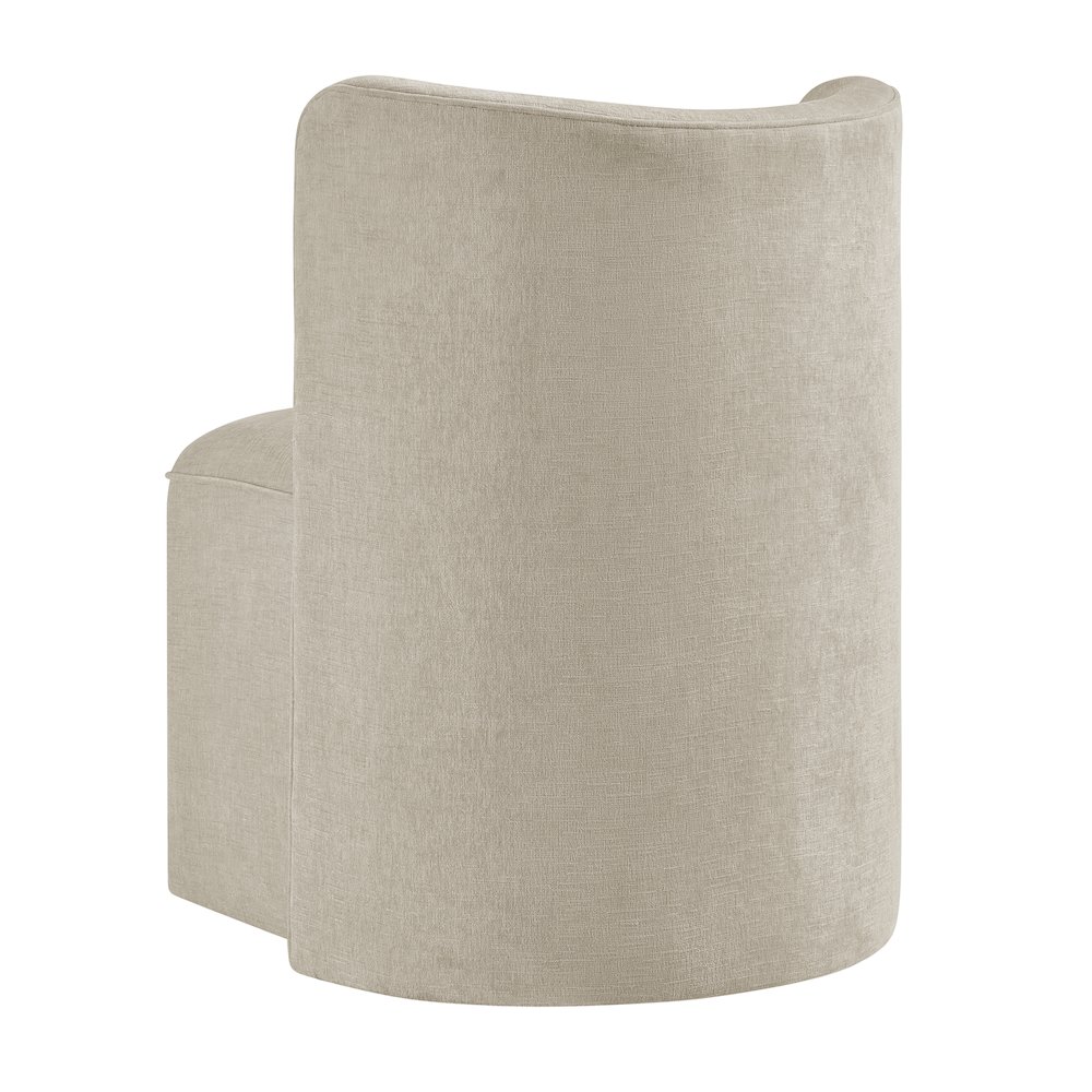Morraine Dining Side Chair w/ Casters - Millburry Beige Chenille. Picture 6
