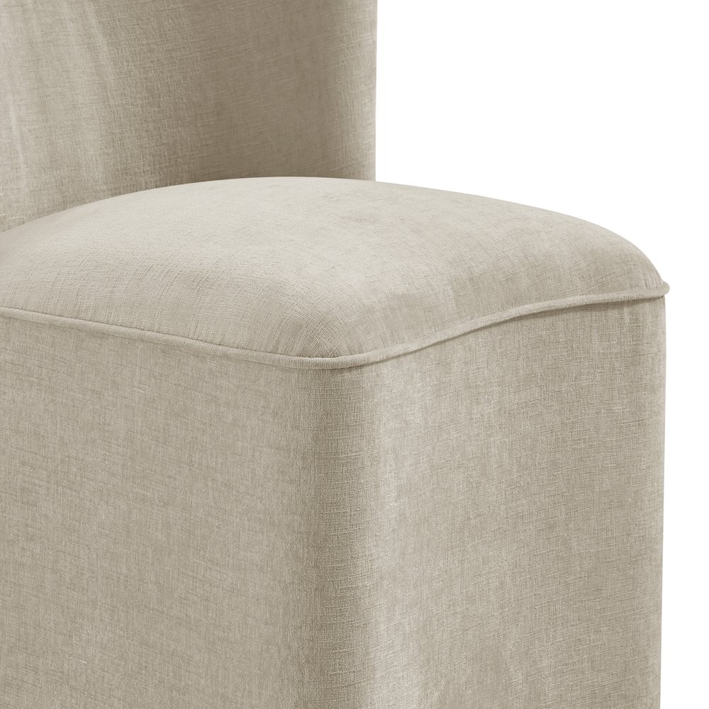 Morraine Dining Side Chair w/ Casters - Millburry Beige Chenille. Picture 9