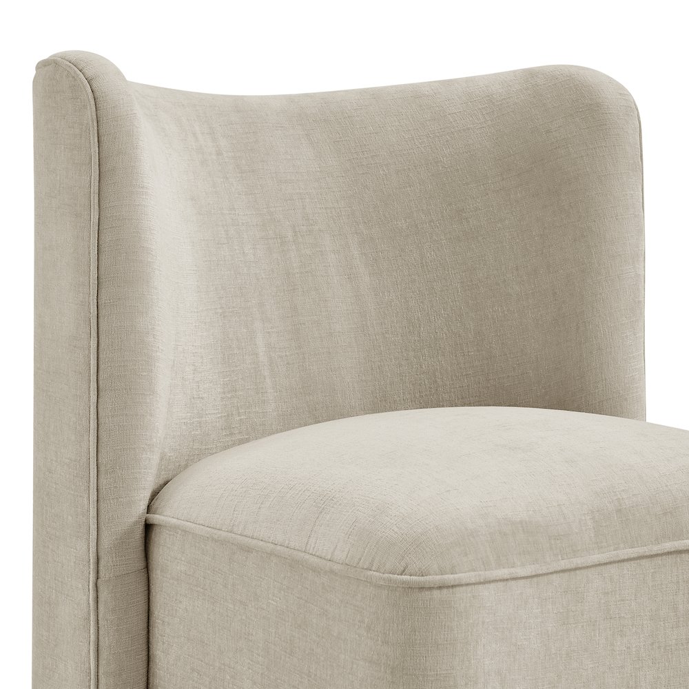 Morraine Dining Side Chair w/ Casters - Millburry Beige Chenille. Picture 8