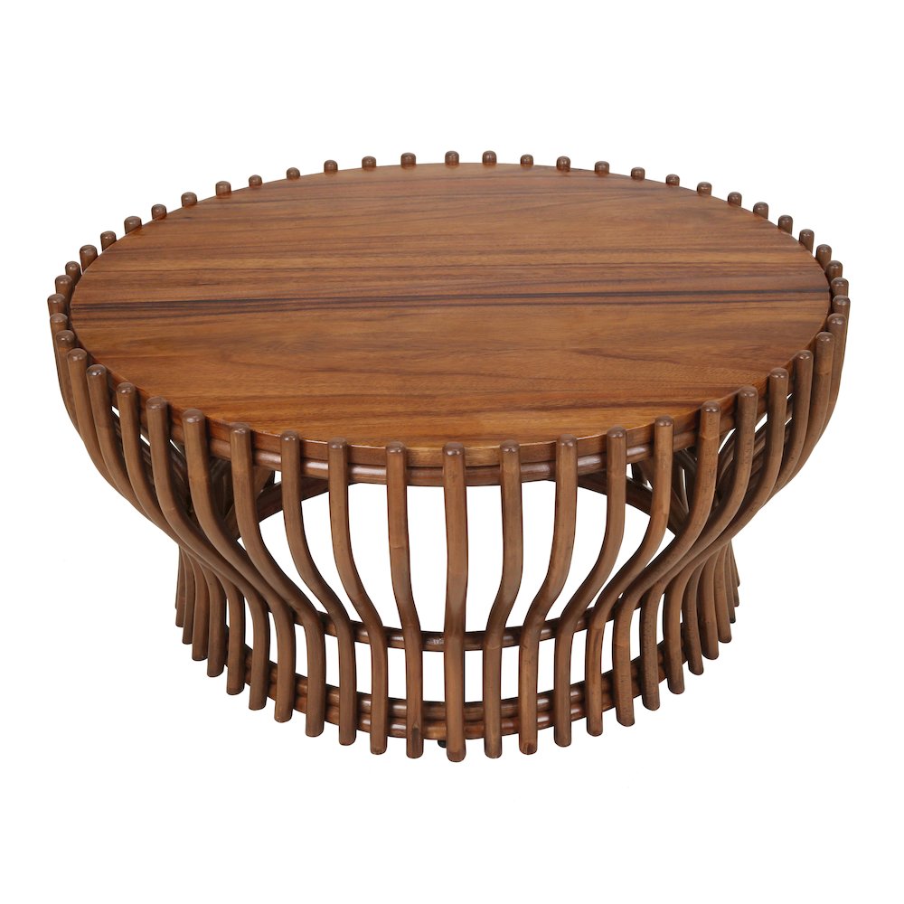 Sona Rattan Coffee Table w/ Wood Top - Cane Brown. Picture 3