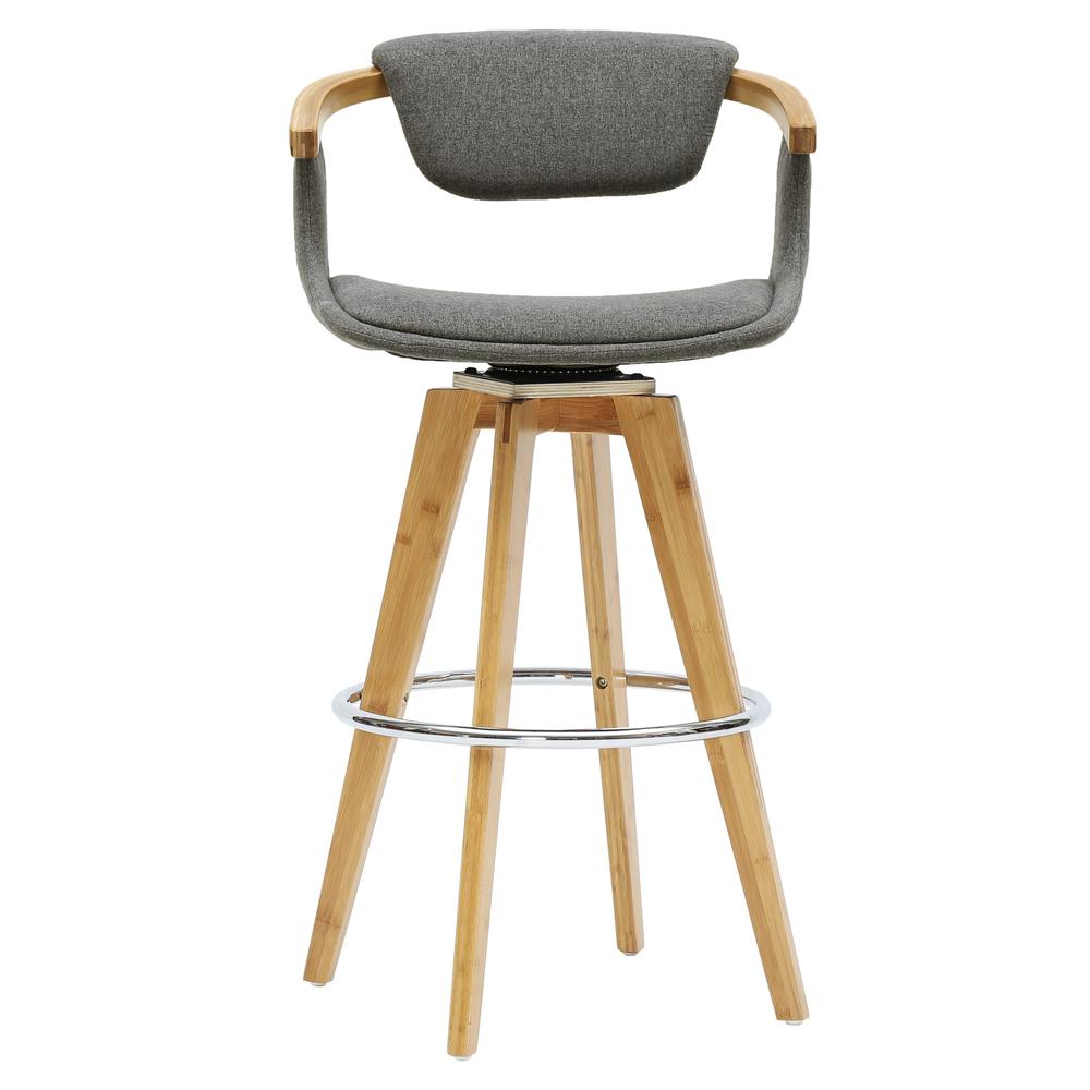 Darwin Fabric Swivel Bamboo Bar Stool. Picture 2