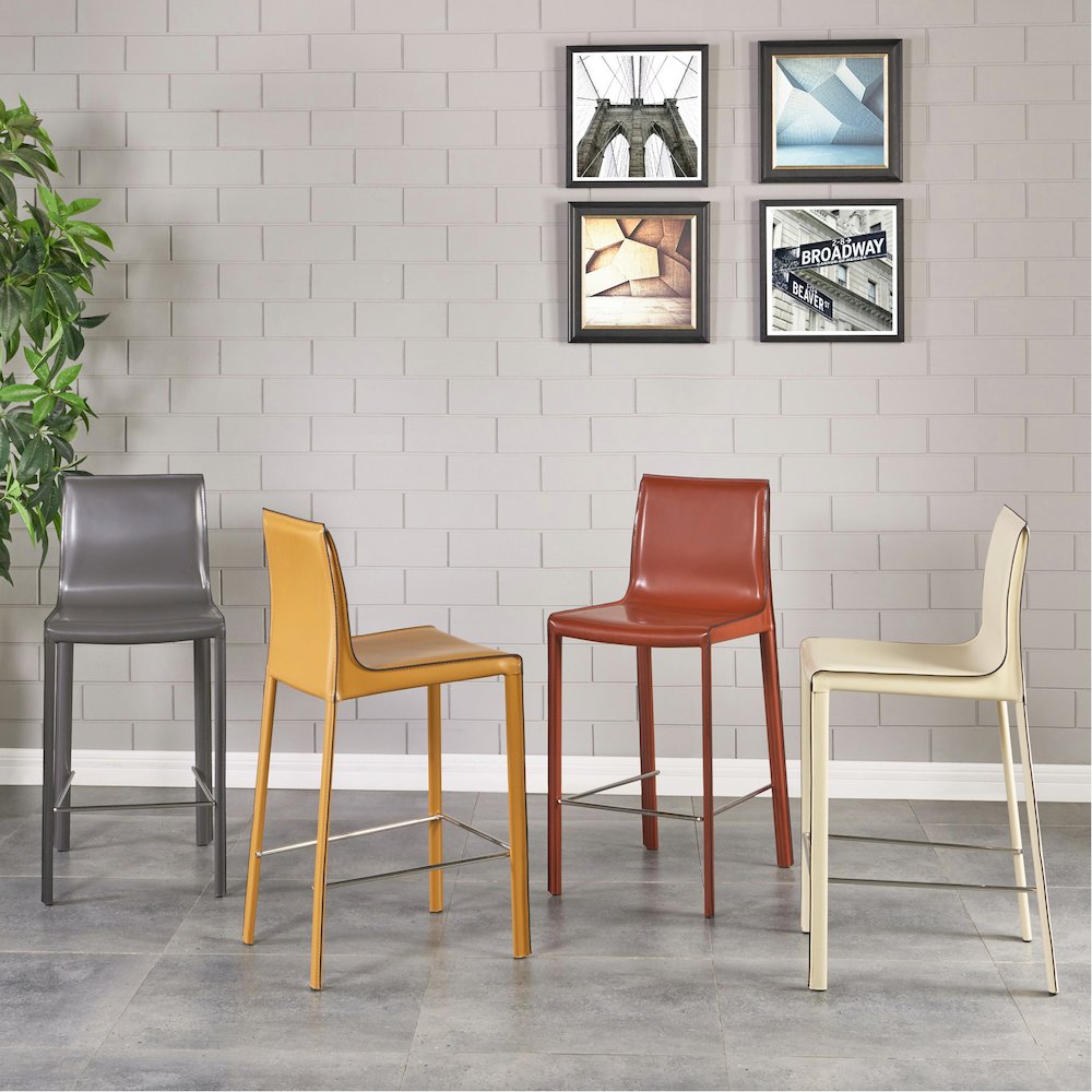 Gervin Recycled Leather Counter Stool, (Set of 2). Picture 6