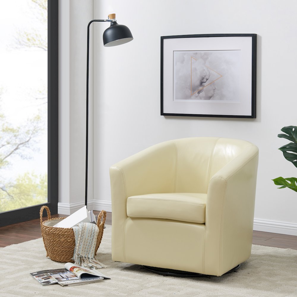 Hayden Bonded Leather Swivel Accent Arm Chair. Picture 4
