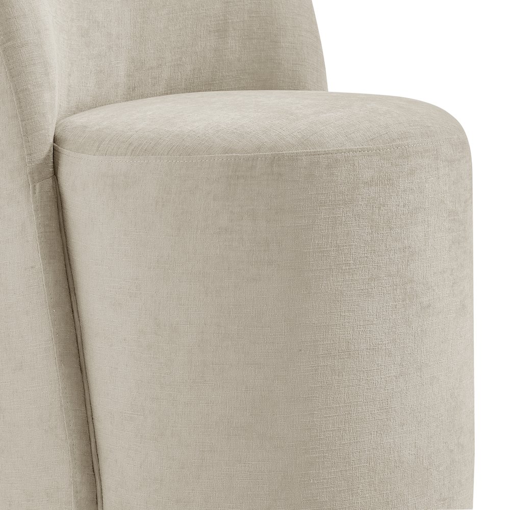 Cabrina Dining Side Chair w/ Casters - Millburry Beige Chenille. Picture 9