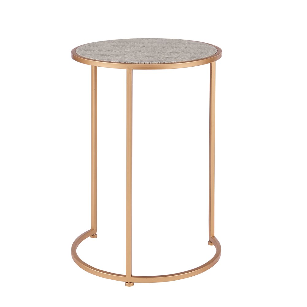 Anza Set of 2 Round Faux Shagreen Nesting End Table. Picture 4