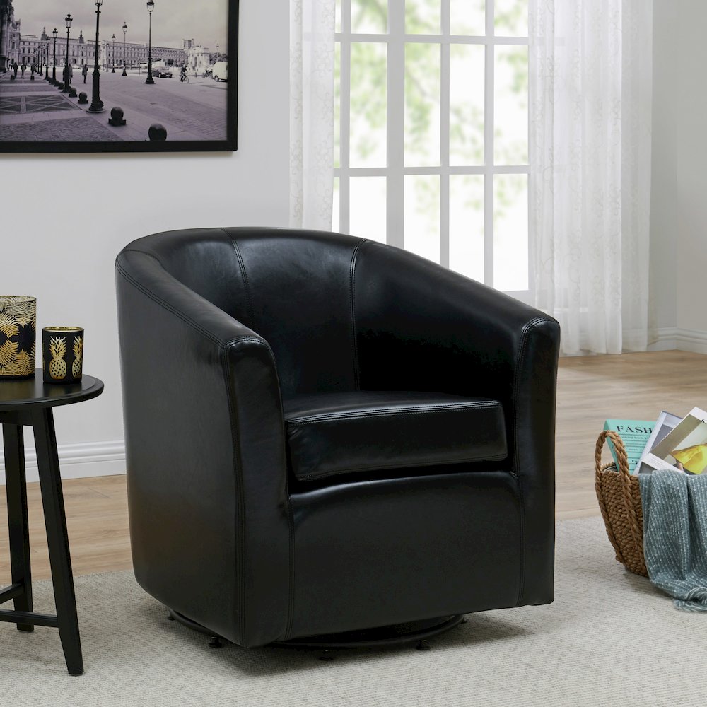 Hayden Bonded Leather Swivel Accent Arm Chair. Picture 6