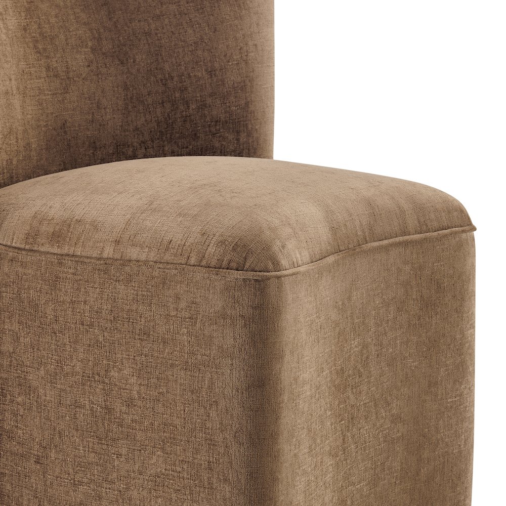 Morraine Dining Side Chair w/ Casters - Millburry Brown Chenille. Picture 9