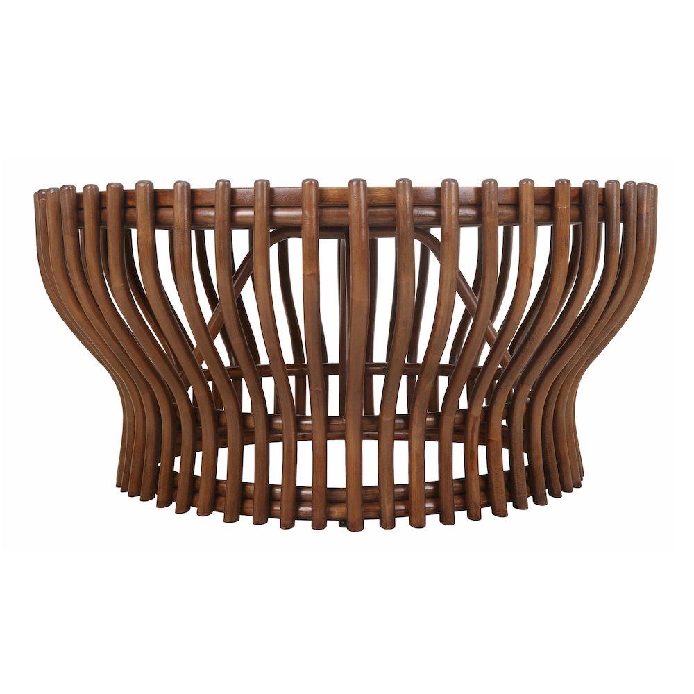 Sona Rattan Coffee Table w/ Wood Top - Cane Brown. Picture 2