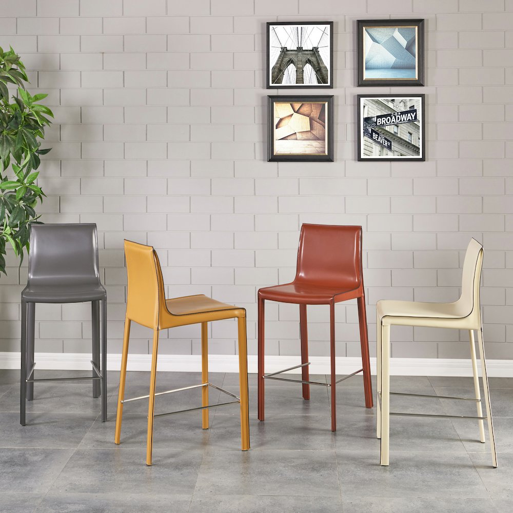 Gervin Recycled Leather Counter Stool, (Set of 2). Picture 6