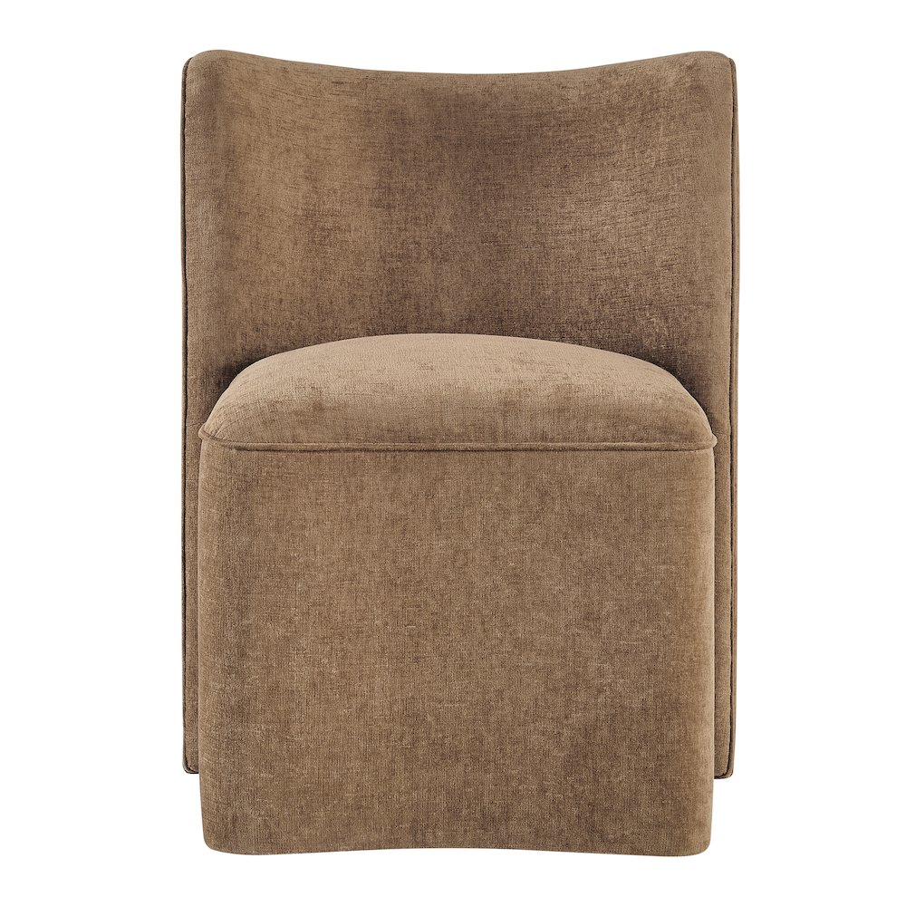 Morraine Dining Side Chair w/ Casters - Millburry Brown Chenille. Picture 4