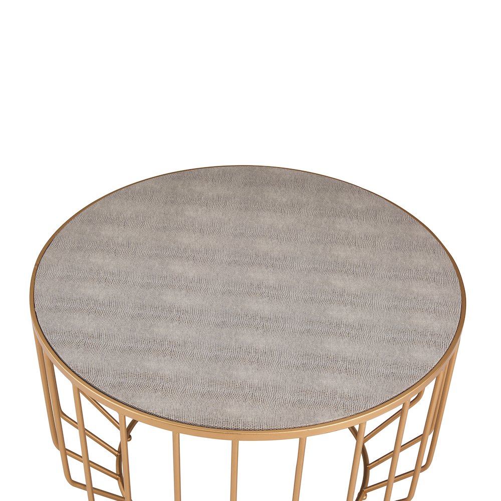 Set of 2 Faux Shagreen Round Coffee Table, Chronicle Gray. Picture 3