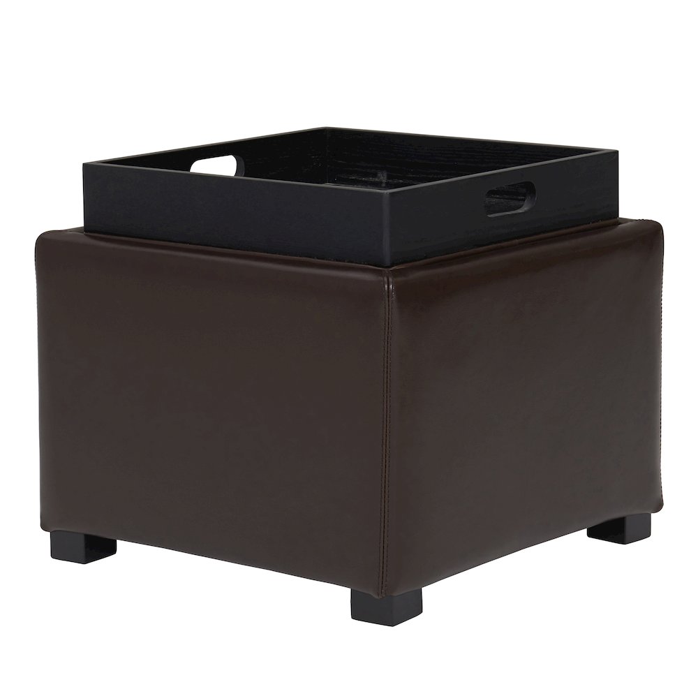 Cameron Leather Square Storage Ottoman. Picture 3