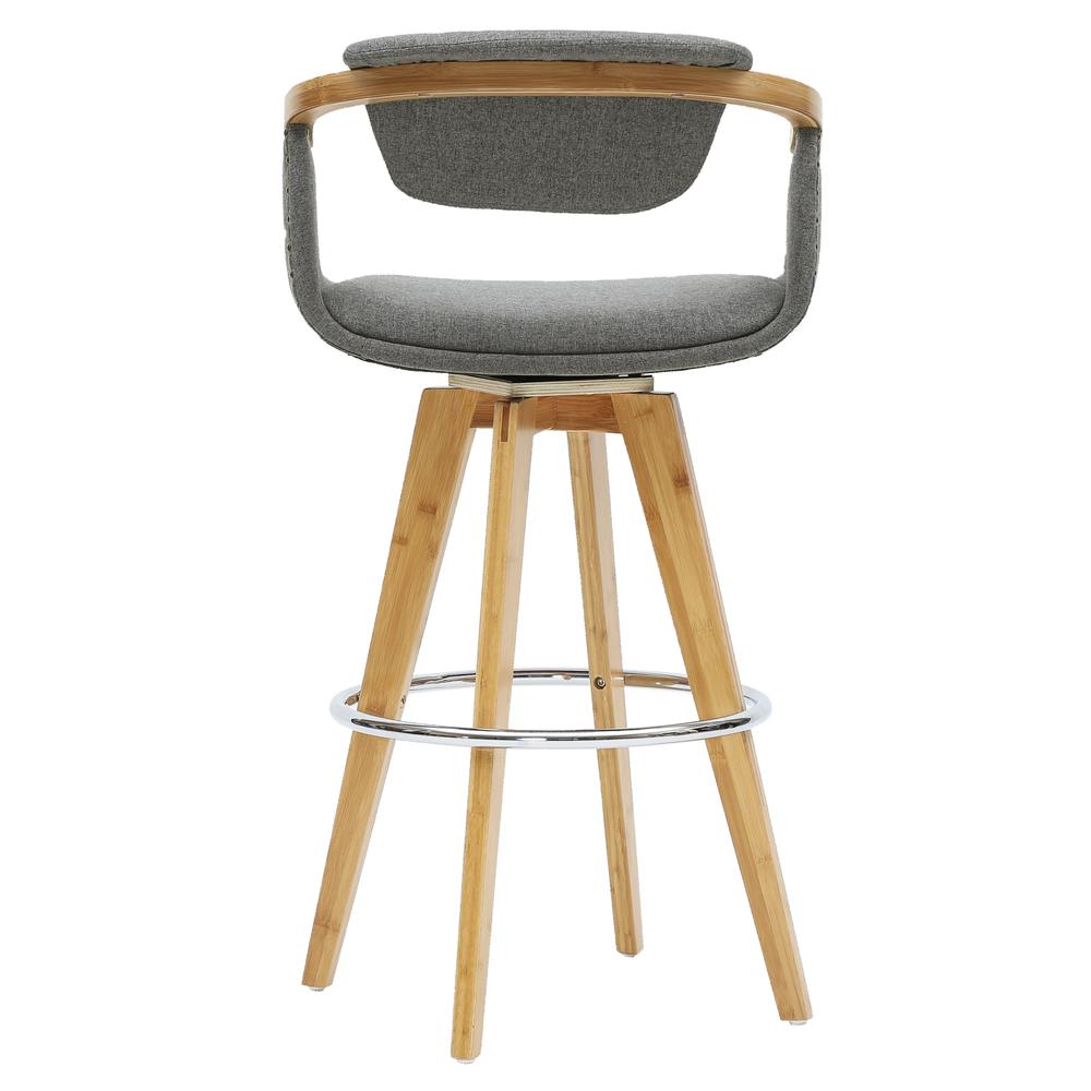 Darwin Fabric Swivel Bamboo Bar Stool. Picture 4