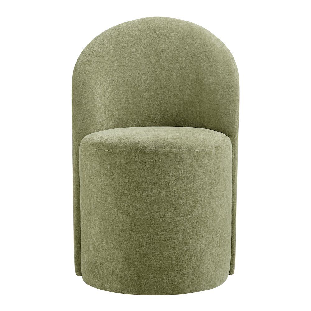 Cabrina Dining Side Chair w/ Casters - Millburry Green Chenille. Picture 4