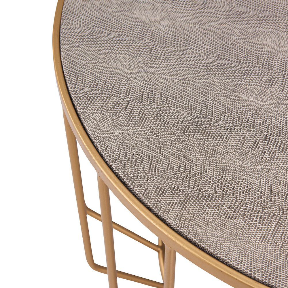 Set of 2 Faux Shagreen Round Coffee Table, Chronicle Gray. Picture 4
