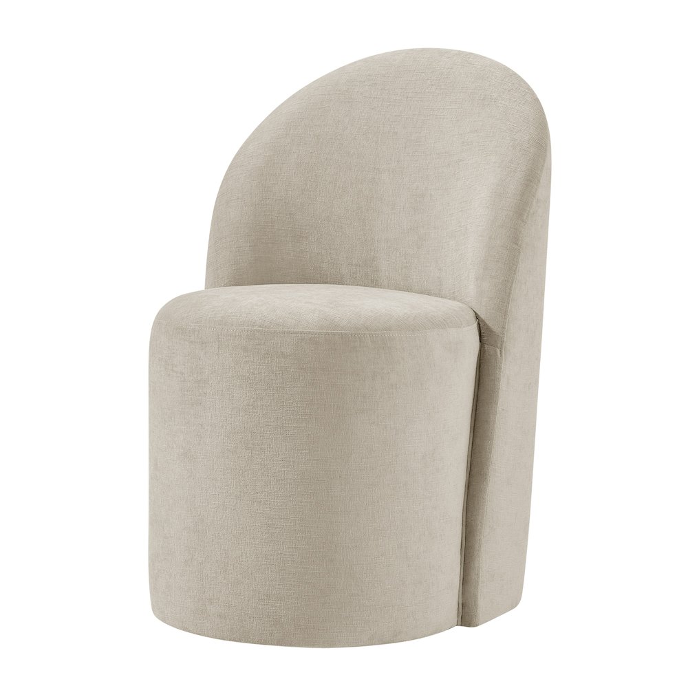Cabrina Dining Side Chair w/ Casters - Millburry Beige Chenille. Picture 1