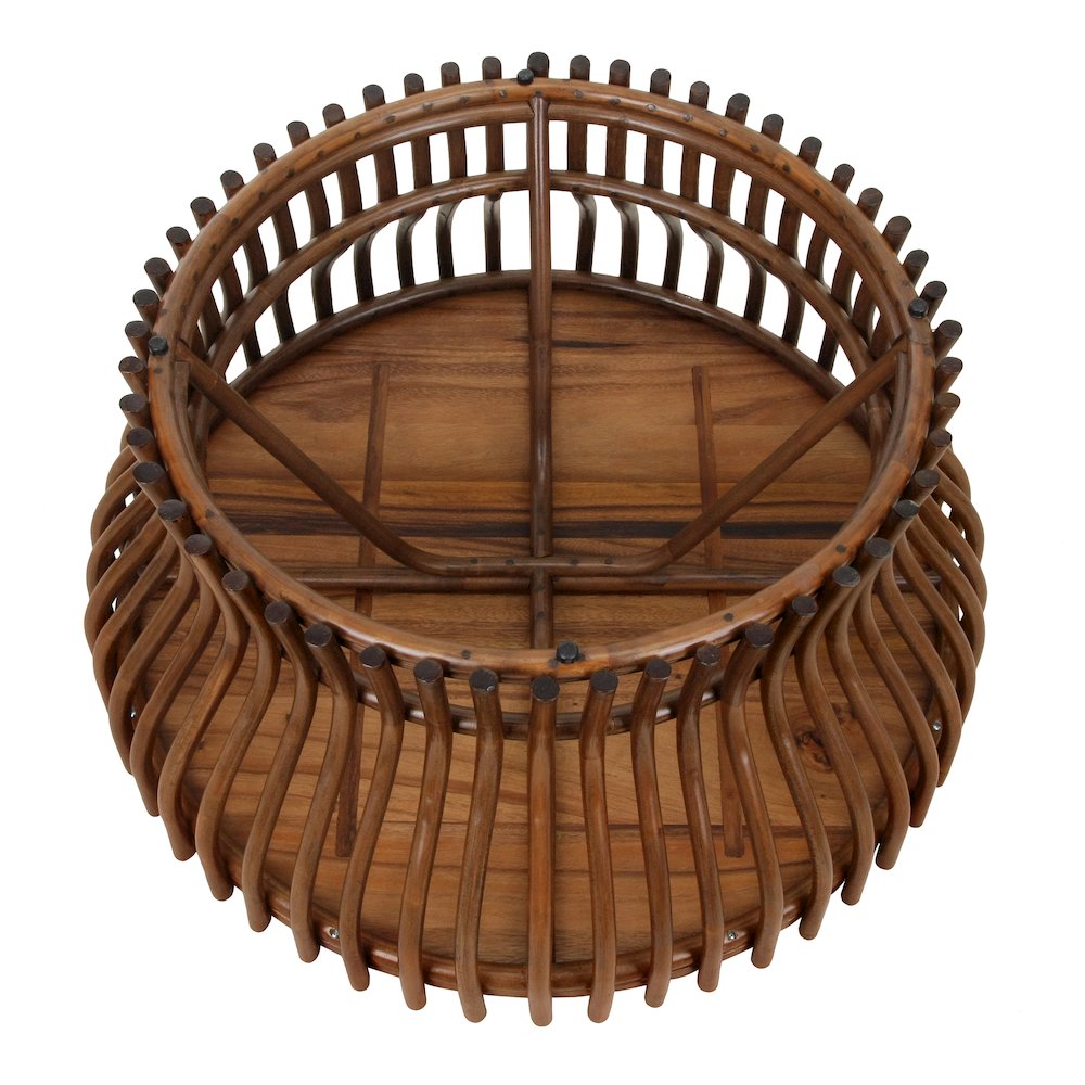 Sona Rattan Coffee Table w/ Wood Top - Cane Brown. Picture 5
