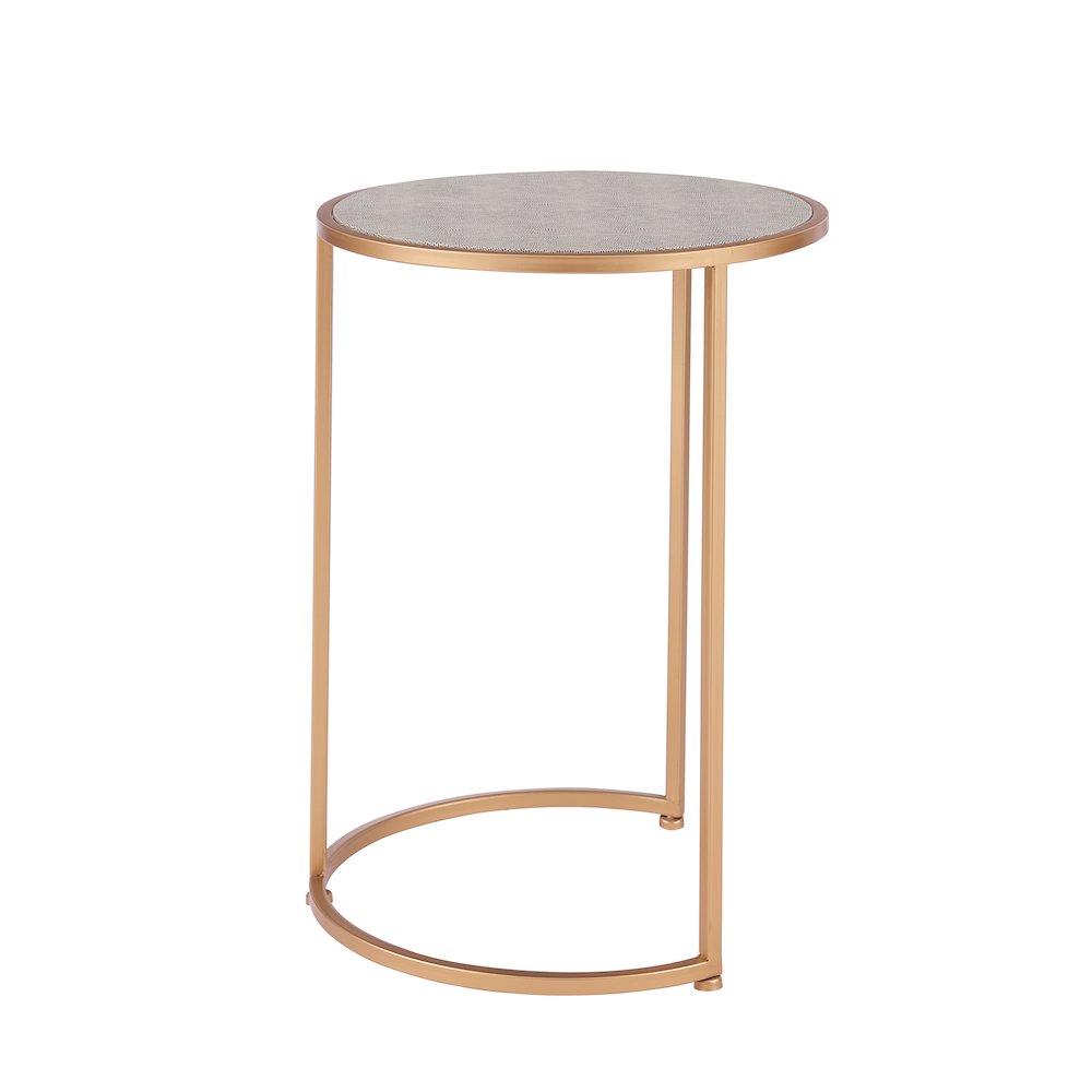 Anza Set of 2 Round Faux Shagreen Nesting End Table. Picture 1