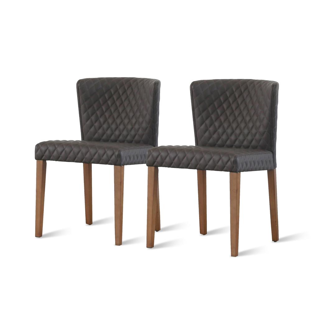 Albie Diamond Stitching PU Leather Chair, (Set of 2). Picture 1