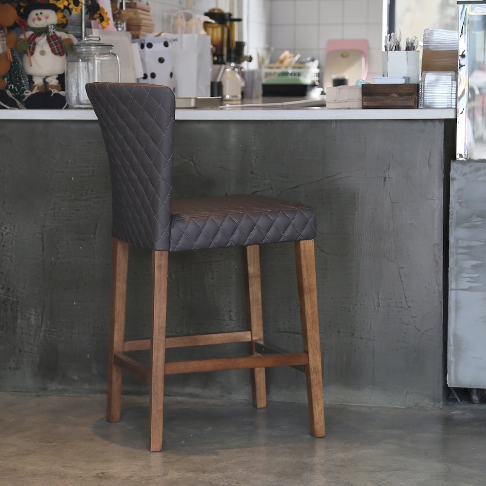 Albie Diamond Stitching Faux Leather Counter Stool. Picture 6