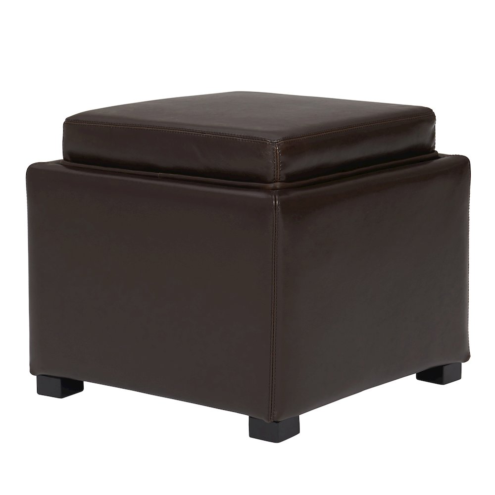Cameron Leather Square Storage Ottoman. Picture 9