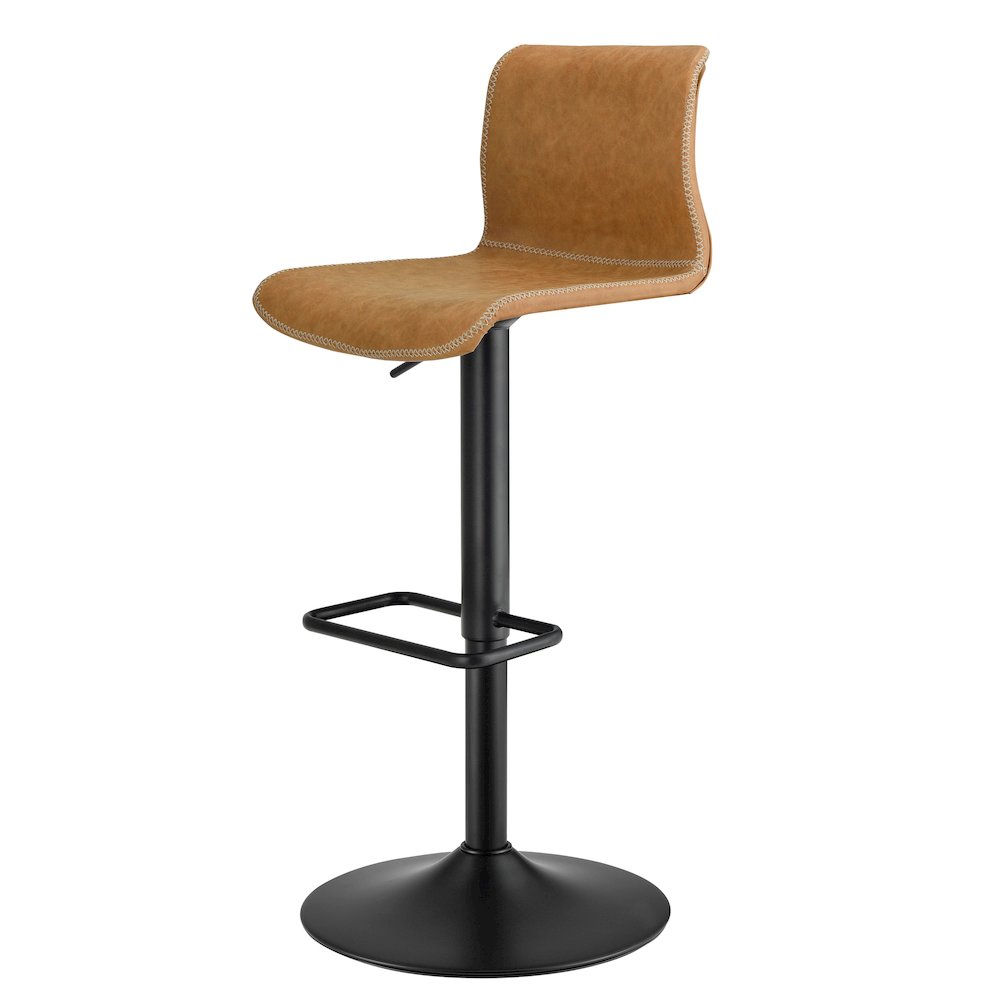 Jayden Faux Leather Low Back Gaslift Bar Stool, (Set of 2). Picture 9