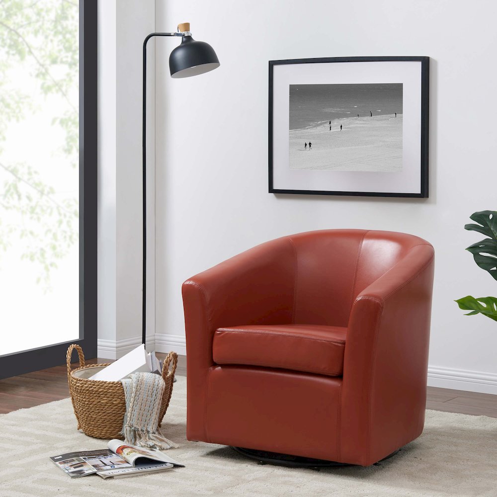 Hayden Bonded Leather Swivel Accent Arm Chair. Picture 4