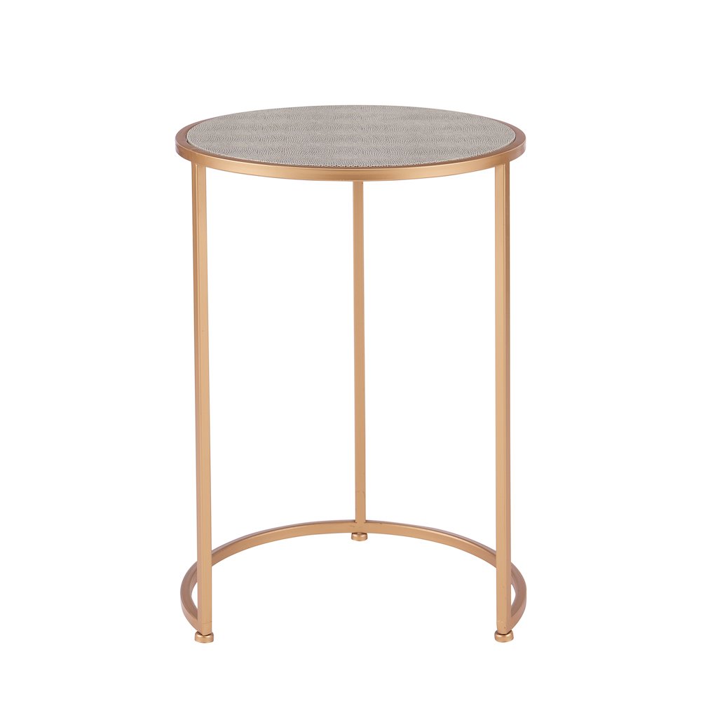 Anza Set of 2 Round Faux Shagreen Nesting End Table. Picture 2