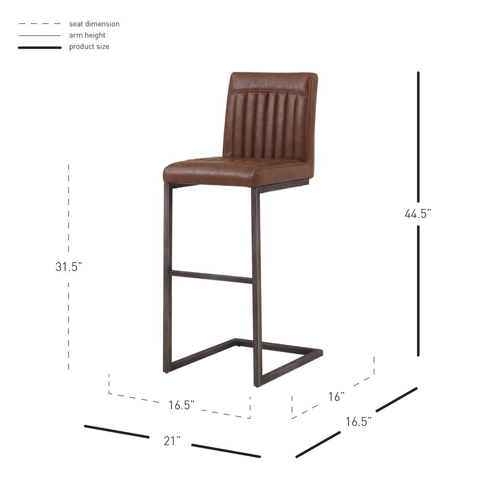 PU Leather Bar Stool,Set of 2, Antique Cigar Brown. Picture 8