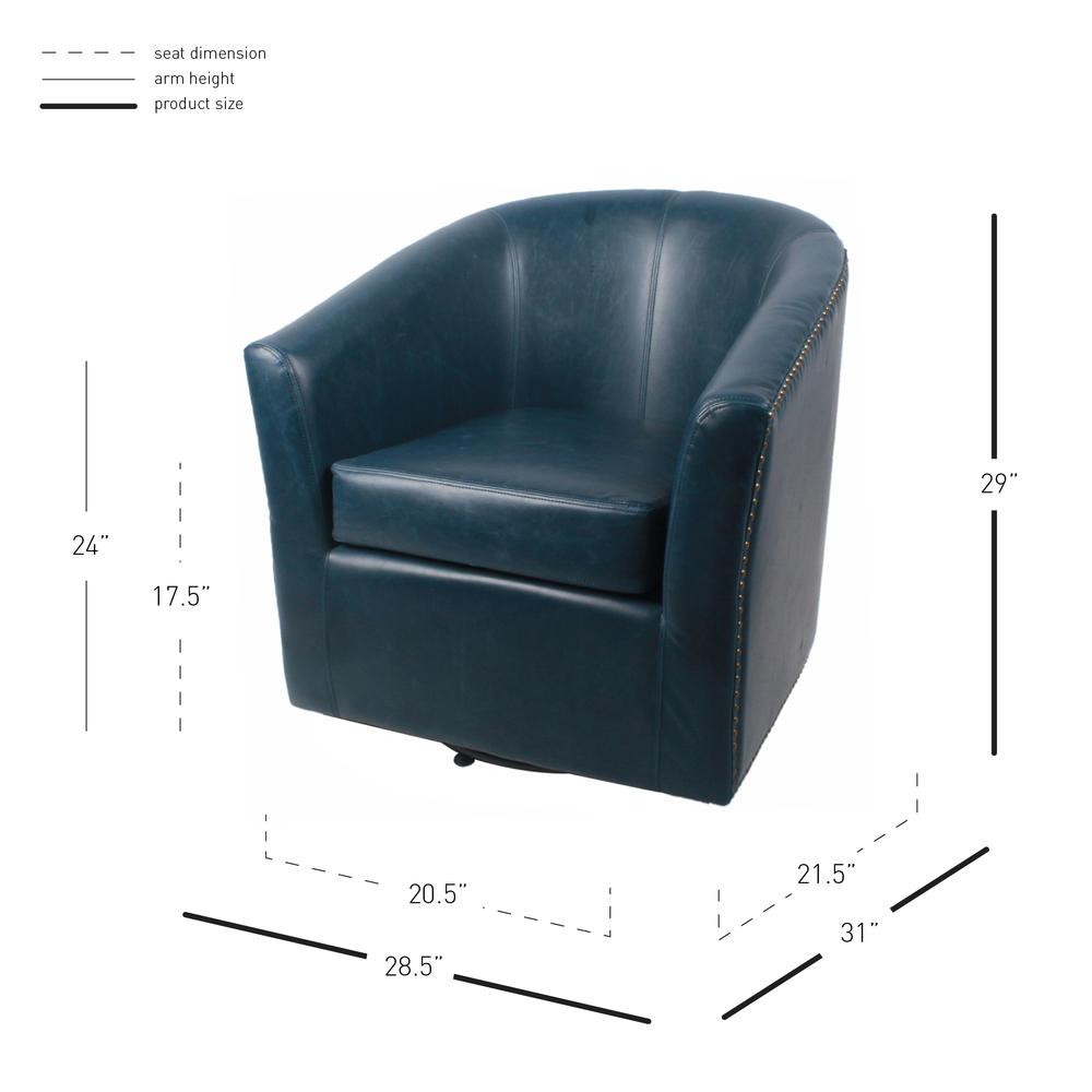 Leather Swivel Chair, Vintage Blue. Picture 7