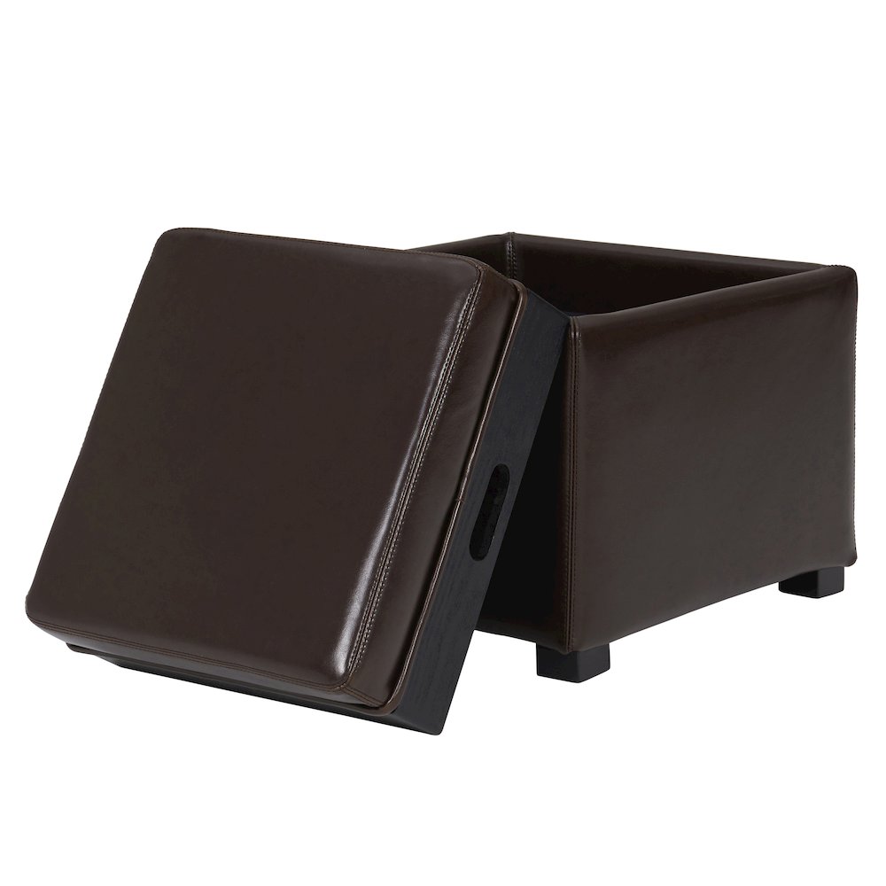 Cameron Leather Square Storage Ottoman. Picture 4