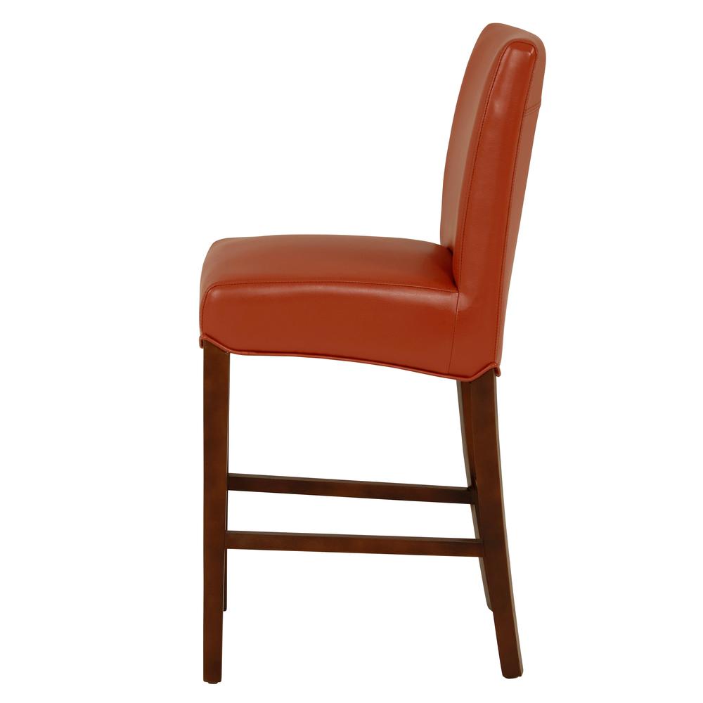 Bonded Leather Counter Stool, Pumpkin. Leg color: Wenge Brown.. Picture 3