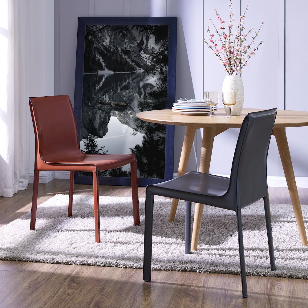 Recycled Leather Chair,Set of 2, Cordovan. Picture 8